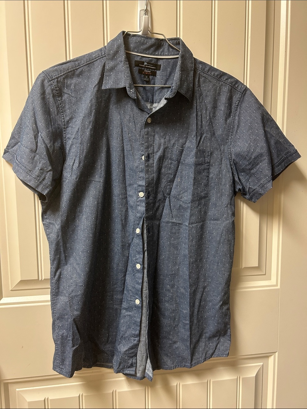 Marc Anthony Men’s Short-Sleeve Button-Down Shirt — Blue with Micro Dot Print